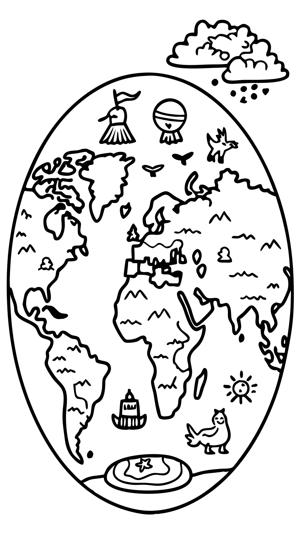 coloring page of world map